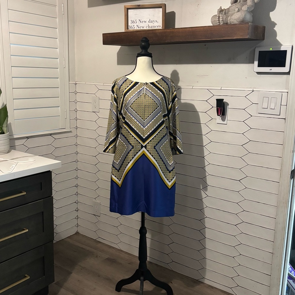 Banana Republic Blue and Gold Midi Dress